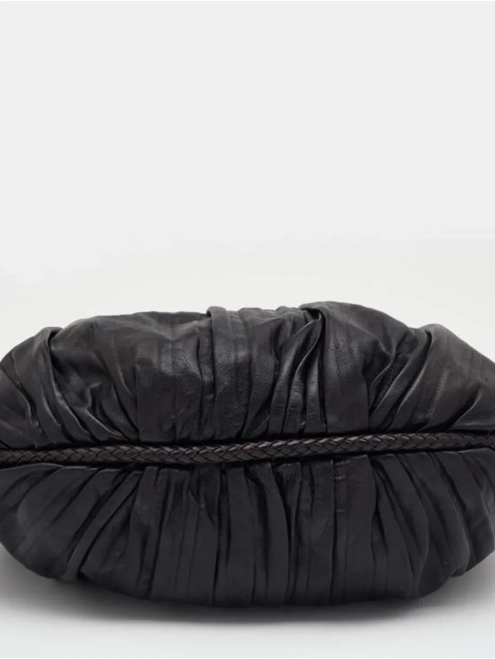 Michael Kors Collection Skorpios Crescent Pleated Black Leather hobo bag